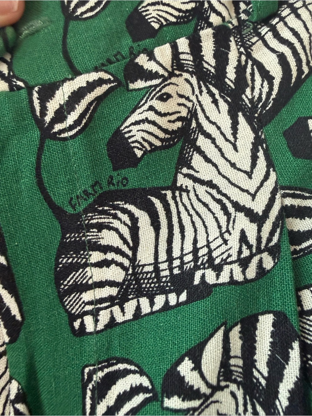 FARM Rio Green Zebra-Print Wide Leg Pants - Picture 2 of 4